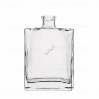 China Beverage Factory Custom Flat Square Clear Cold Brew Bottle Liquor Glass Beverage Bottle With Cork for sale