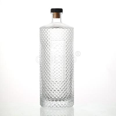 China 1000ml Premium Empty Flint Glass Material Glass Beverage Bottle For Liquor for sale