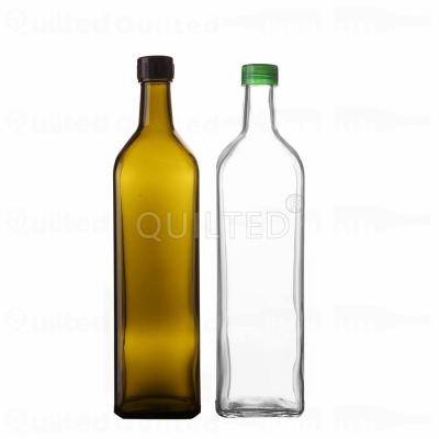 China Cheap Price 20ml 60ml 100ml 250ml 500ml 1L Clear Square Beverage Glass Olive Oil Bottle With Lid for sale