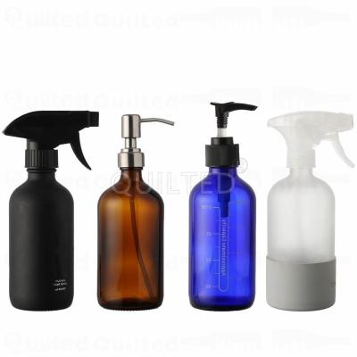 China Empty Amber Blue Beverage Perfume Spray Bottle 15ml 30ml 60ml 120ml 250ml 500ml 1000ml Boston Glass Bottle With Refillable Atomizer for sale