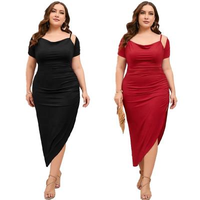 China Irregular Midi Dress Breathable Custom Made Holiday Evening Party Elegant Style Plus Size Sleeveless In Running Women With Shawl Halter Dress for sale