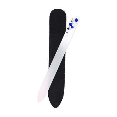 China Fashionable Custom Crystal Glass Nail File Logo Professional Lifetime Manicure Fingernail File With Case for sale