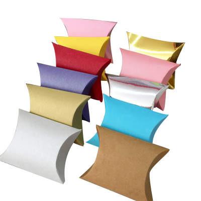 China Brown Recyclable Paper Wedding Candy Pillow Gift Packaging Boxes, Pillow Shape Paper Gift Box Packaging, Window Pillow Box for sale