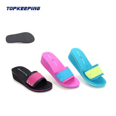 China Simple Promotion 84098C Anti-Slip Summer Flats Custom Design Print Slider Slipper For Lady Women for sale