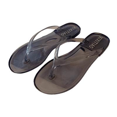 China 2E0128 Women's Fashion Slipper Design PVC Jelly Flip-Flops Anti-Slippery Beach New for sale