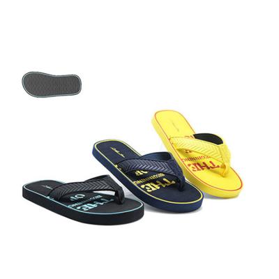 China 5118300 Anti-slippery Logo Wholesale Custom Made EVA Kid Boy Toddler Black Flip Flop Flat Slip On Yellow for sale