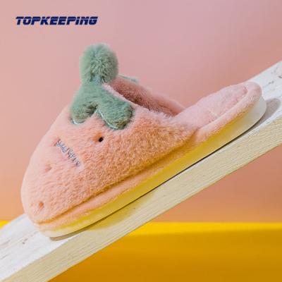 China Fashion Trend 2D0054 Bedroom Pink Fuzzy Fluffy Pvc Furry Fur Custom Indoor Slipper For Kid for sale