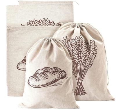 China Eco-friendly natural linen bread bag-2 pieces large 11 x 15 inches (30 cm X 40 cm) suitable for homemade bread reusable food storage housew for sale