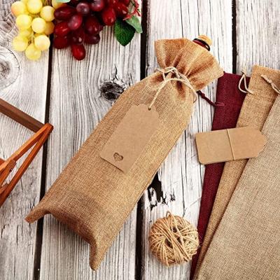 China Durable Natural Jute Tote Bag Wine Bottle Holder Canvas Bag for sale