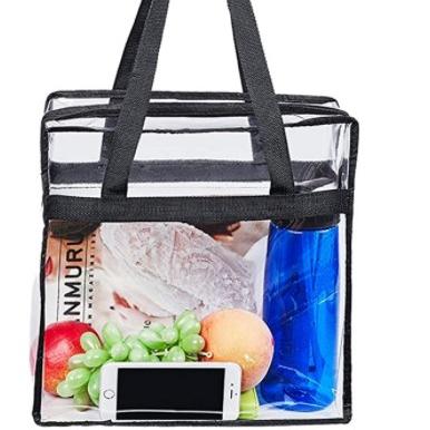 China Clear Handled Tote Bag, Sturdy PVC Construction Zippered Safety Top Travel and Clear Gym Bag, Perfect for Work, School, Sports for sale