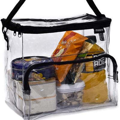 China Lulu Lucy Transparent Clear Lunch Bag Durable PVC Plastic See Through Lunch Bag With Adjustable Shoulder Strap Handle For Prison Correctio for sale