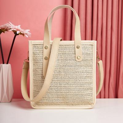 China 2021 Lulu&lucy Korea Tassel Straw Handbag Tote Bag With Leather Straps for sale