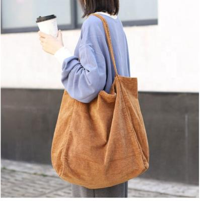 China Corduroy Lulu and Lucy Shape Large Eco Tote Bag Corduroy Tote Bag Women Shoulder Handbags Large Capacity Shopping Bag for sale