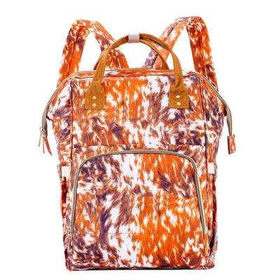 China LULU& waterproof LUCY Fashion Cow printed diaper mom backpack bag for sale