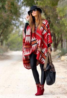 China Boho Gilrs Alpaca Aztec Boho Wool Poncho for sale