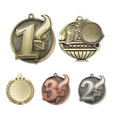 China Mirror or matte with 2D or 3D metal silver bronze 3d sport award blank gold antique copper heavy blank running zinc alloy medal wholesale us award medal for sale