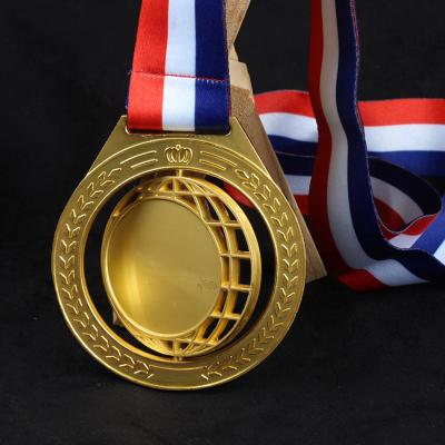 China Global Cheap Stock Custom Design Insert Medal Manufacturer Gold Sliver Bronze Metal Empty Rotating Zinc Alloy Spinning Medal Empty for sale