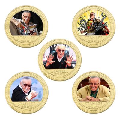 China Custom Made Europe WD Stan-Lee Gold Plated Metal Commemorative Coins For Collectibles Gift for sale