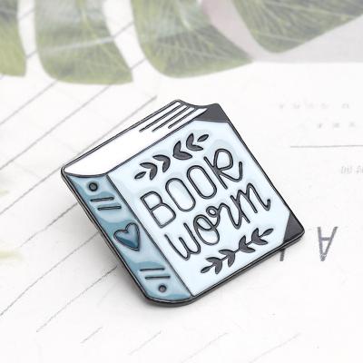 China Europe Book Shape Lapel Pin Funny Literary Gift With Hear Badge for sale