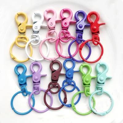 China Promotional Multi Color Custom Metal Stock Plastic Keychain Eco-Friendly With Swivel Lobster Clasp Key Ring for sale