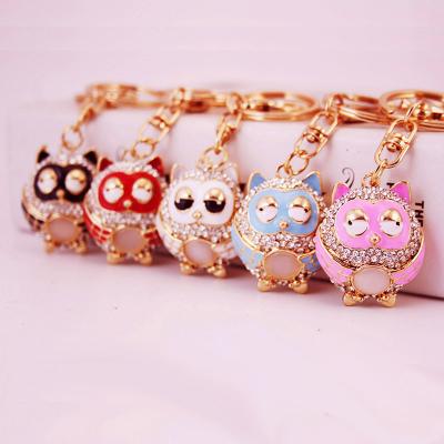 China Blingbling Owl Key Chain Cute Charm Owl Key Chain Rhinestone Crystal Pendant Eco-friendly for sale