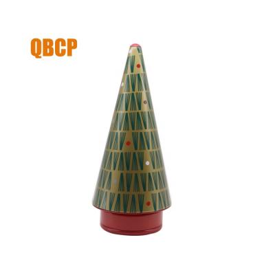 China Recyclable Christmas Tree Shaped Music Tin Box With Customized Music For Candy Pack for sale