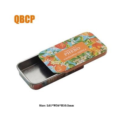 China Recyclable 10g Volume Lid Metal Tin Rectangular Sliding Box With Customer Design Printing for sale