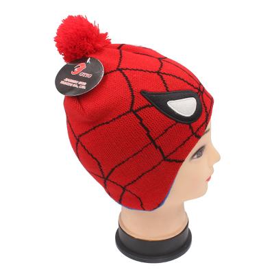 China COMMON Autumn Winter Spiderman Children's Hat Baby Cartoon Warm Knitted Hat for sale