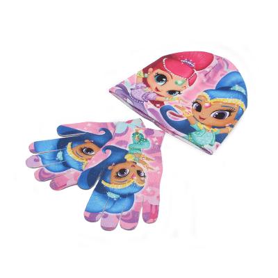 China Lovely Custom Winter Design Kids Beanie Hat Glove Sets COMMON for sale