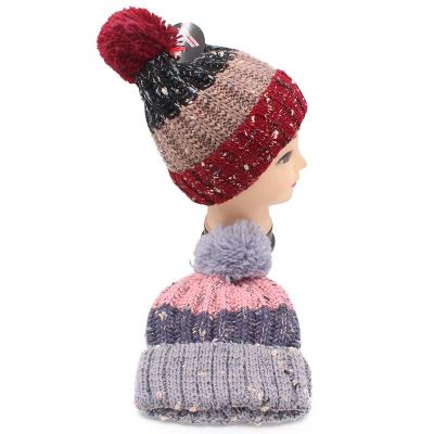 China JOINT Fancy Yarn and Acrylic Womens Knitted Hat with Sherpa Fleece Lining for sale