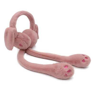 China Tik Tok Hot Selling Winter Women's Long Earmuffs Cute Outdoor Plush Airbag Rabbit Earmuffs EM19100031 for sale