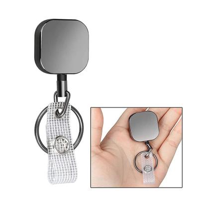 China Plating Amazon Hot Sale Metal 4cm Plated Retractable Badge Reel Square Easy Pull Metal for sale