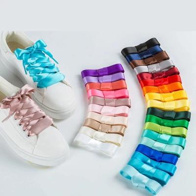 China Satin Flat Flat Shoe Laces Ribbon Shoe Laces Women Sneakers Lace for sale