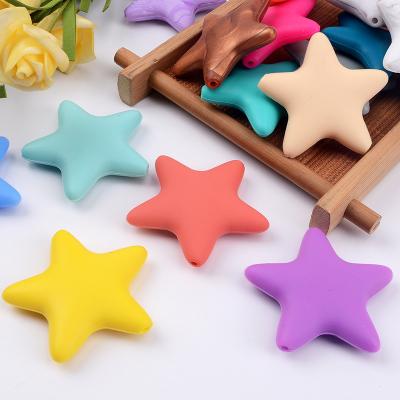 China Eco-friendly creative silicone loose star beads for milk tooth chain accessories for sale