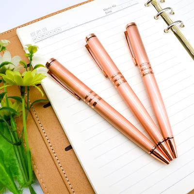 China office & School Pen Metal Body Custom Rose Gold Printing Promotional Gift Advertising Ballpoint Pens With Laser Logo for sale