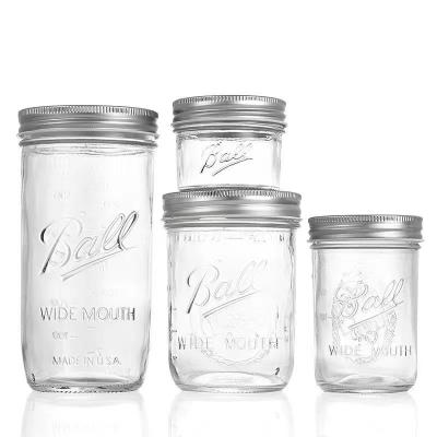 China Sealing and Moisture Proof Storage Tub with Double Split Cover 500ml8OZ 16OZ 20OZ 30OZ 32OZ Round Mouth Wide Mouth Food Storage Container Glass Bottle Mason Jar for sale