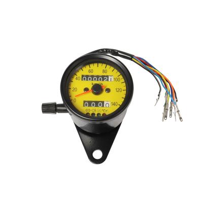 China Stainless Steel Retro Motorcycle LED Backlight Dual Speedometer 0-140KM/H Tachometer Gauge Vintage Tachometer Universal for sale