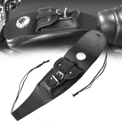 China Black Motorcycle Gas Tank Cover Bag Black Motorcycle Gas Tank Dash Console Center Pouch PU Leather Trim For Harley Sportster XL48 883 1200 for sale