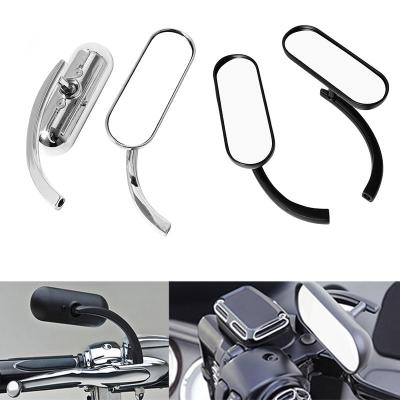 China glass mirror & Aluminum/ABS Shell & Aluminum Motorcycle Left Black Mirrors +Right Mini Oval Mirror 8mm&10mm Stem For Harley Touring Electra Glide Dyna Fatboy Softail Sportster XL for sale