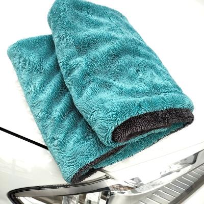 China Double side workable 50*70 edgeless 50x80cm 1200gsm 1400 gsm double loop cloth pile car cleaner cloth detail twisted cleaning drying towel for sale