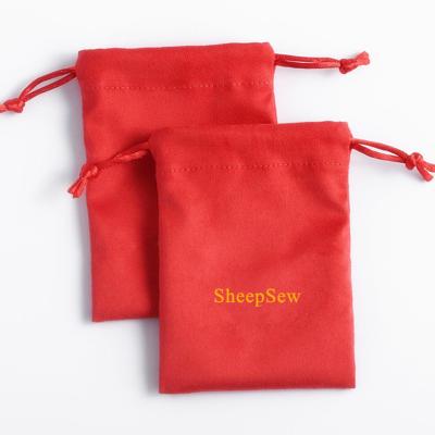 China Luxury Custom Logo Wedding Favor Jewelry Pouch Red Satin Drawstring Bag Size SheepSew 13x10cm Or Other for sale