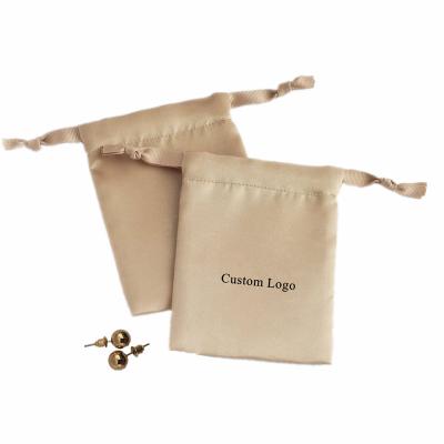 China Luxury Satin SheepSew Logo Printed Jewelry Pouch Packaging 13x10cm Customized Drawstring Bag for sale