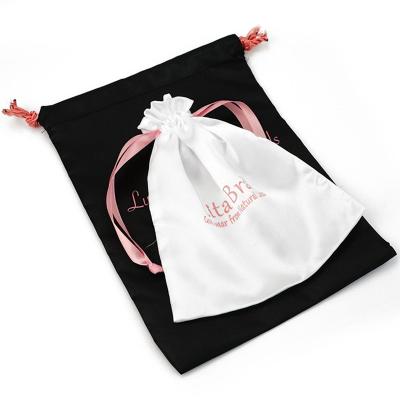 China Luxury Custom Wholesale Custom SheepSew 13x10cm Double Drawstring Satin Jewelry Pouch Dust Bag With Logo Printed for sale