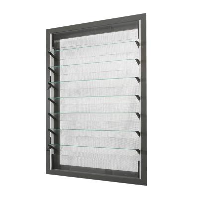 China Screen Frame Aluminum Glass Louvers Folding Movable Jalousie Window With Single Glass for sale