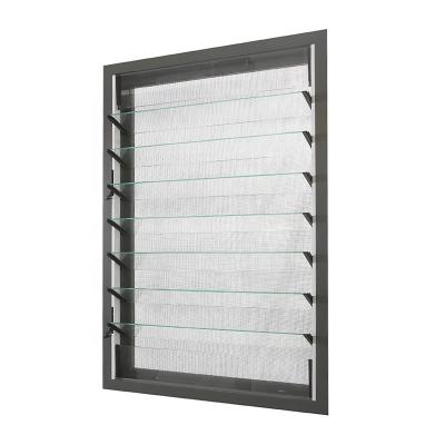 China Folding Screen Ventilation Adjustable Vertical Aluminum Double Tempered Glazed Glass Louver Windows for sale