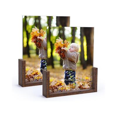 China Personalized Customization Wooden base Photo Frames Led Night Light Album Personalized Picture Acrylic Light Artistic Table Lamps for sale