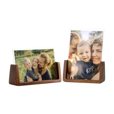 China Personalized Customization Hot selling acrylic photo frame is suitable for home office to place plexiglass and wooden U-shaped creative photo frame for sale