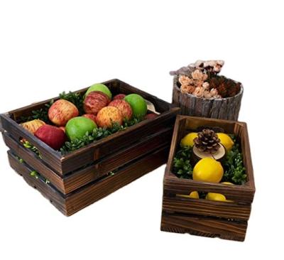 China Europe Wooden Beer Wine Fruit Crate Wooden Organizer Basket Packaging Decorative Gift Boxes for sale