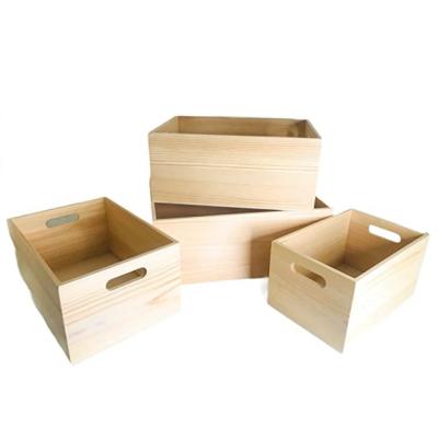 China China Paulownia Wooden Large-capacity Clothes Book Wooden Storage Box With Handle for sale