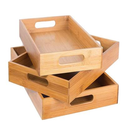 China Sustainable High-Quality Wooden Tray Bamboo Tea Tray Distressed Wood Storage Tray for Restaurant for sale